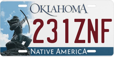 OK license plate 231ZNF