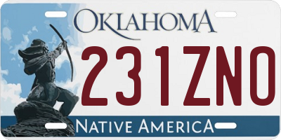 OK license plate 231ZNO