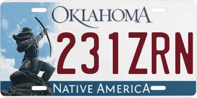 OK license plate 231ZRN