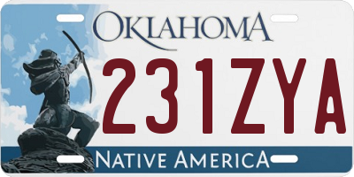 OK license plate 231ZYA