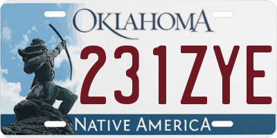 OK license plate 231ZYE