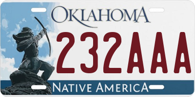 OK license plate 232AAA