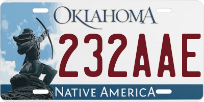 OK license plate 232AAE