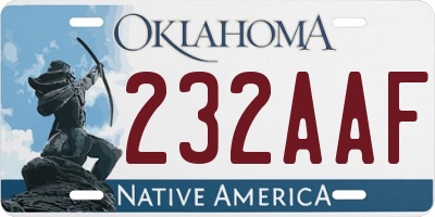 OK license plate 232AAF