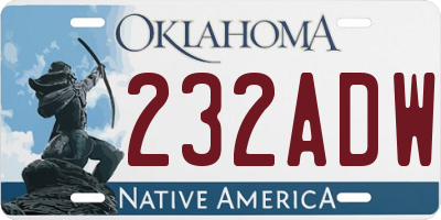 OK license plate 232ADW