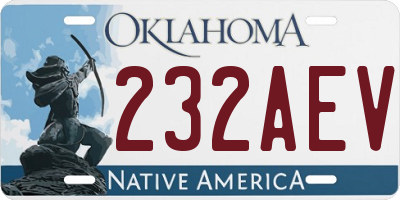 OK license plate 232AEV