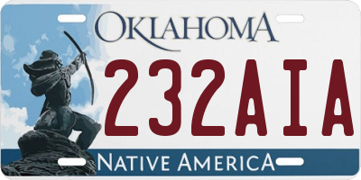 OK license plate 232AIA