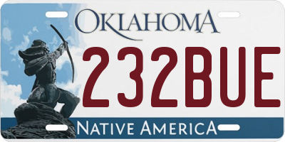 OK license plate 232BUE