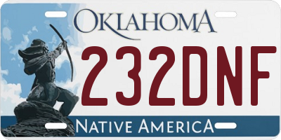 OK license plate 232DNF