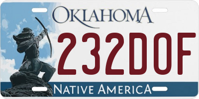 OK license plate 232DOF