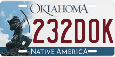 OK license plate 232DOK