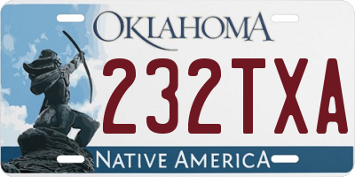 OK license plate 232TXA
