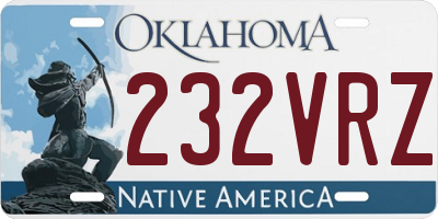 OK license plate 232VRZ