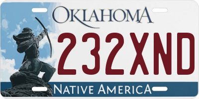 OK license plate 232XND