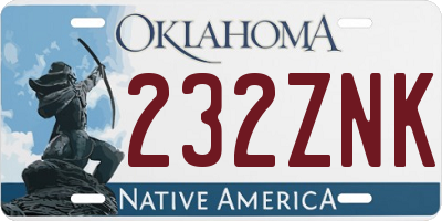 OK license plate 232ZNK