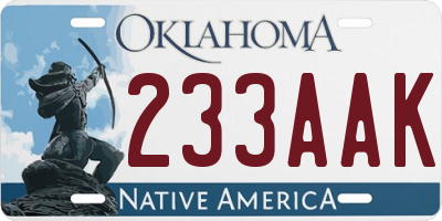 OK license plate 233AAK