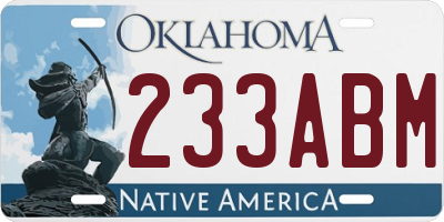 OK license plate 233ABM