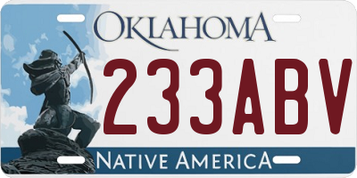 OK license plate 233ABV