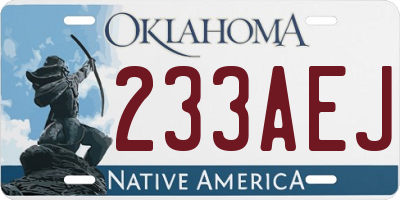 OK license plate 233AEJ
