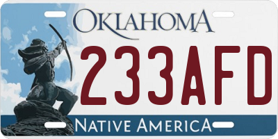 OK license plate 233AFD