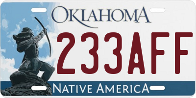 OK license plate 233AFF