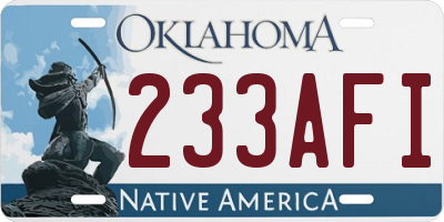 OK license plate 233AFI