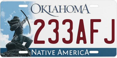 OK license plate 233AFJ