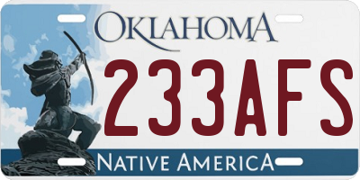 OK license plate 233AFS