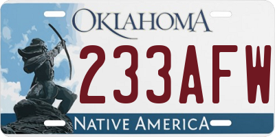 OK license plate 233AFW