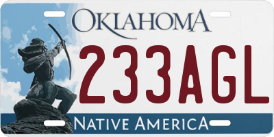 OK license plate 233AGL