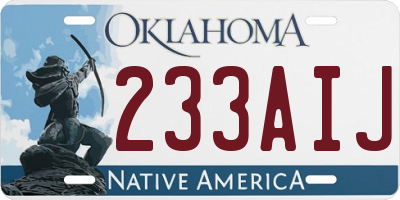 OK license plate 233AIJ