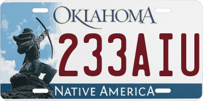 OK license plate 233AIU