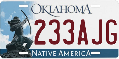 OK license plate 233AJG