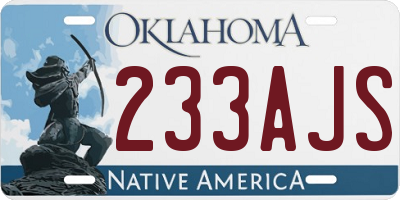 OK license plate 233AJS