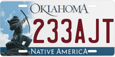 OK license plate 233AJT