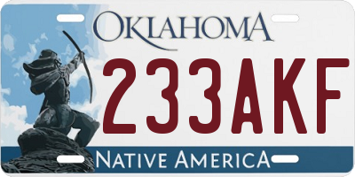 OK license plate 233AKF
