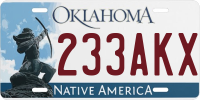 OK license plate 233AKX