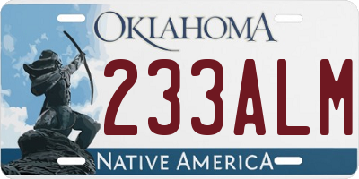 OK license plate 233ALM