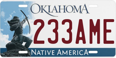 OK license plate 233AME