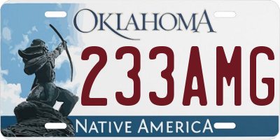 OK license plate 233AMG