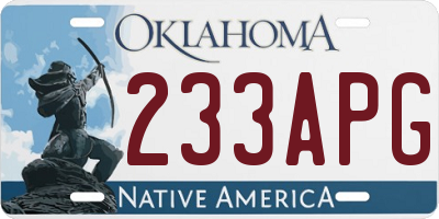 OK license plate 233APG
