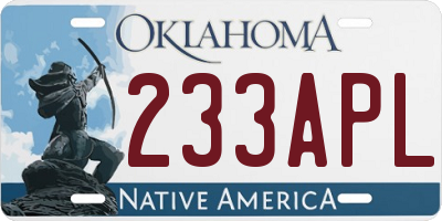 OK license plate 233APL