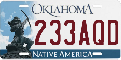 OK license plate 233AQD