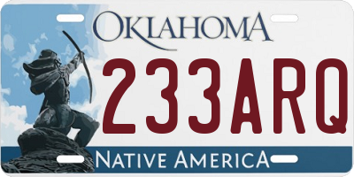 OK license plate 233ARQ