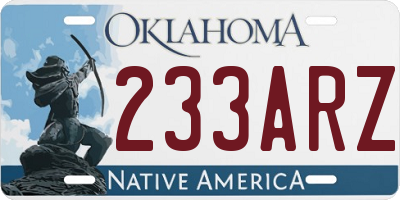 OK license plate 233ARZ