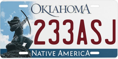 OK license plate 233ASJ