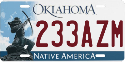 OK license plate 233AZM