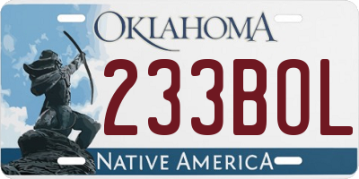 OK license plate 233BOL