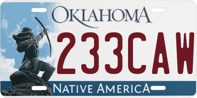 OK license plate 233CAW