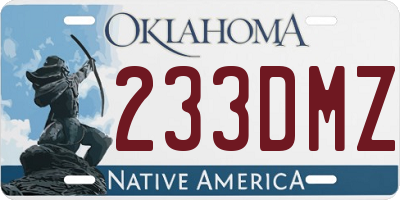 OK license plate 233DMZ